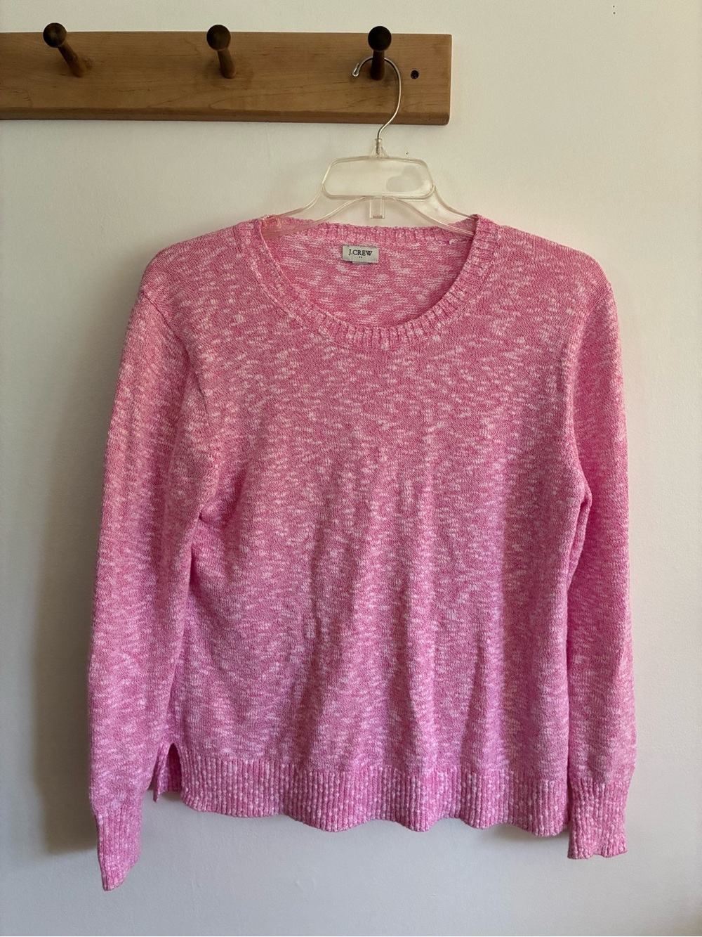 J. Crew Marled Crewneck Pullover Sweater in Bright Pink